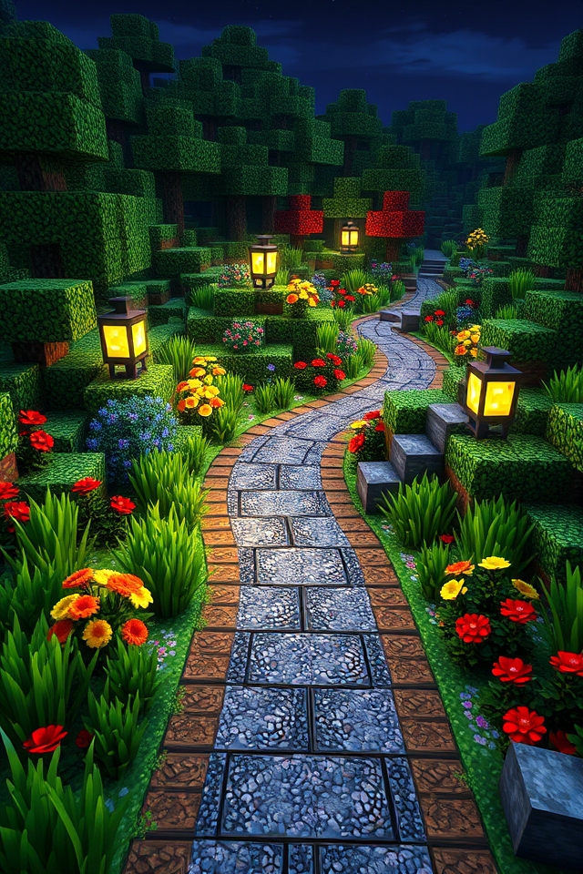 charming illuminated garden pathway