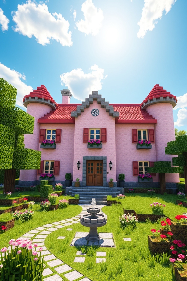 charming pastel pink manor