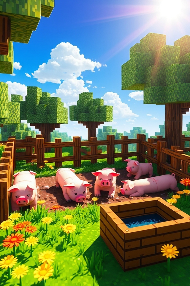 charming pigsty with flowers