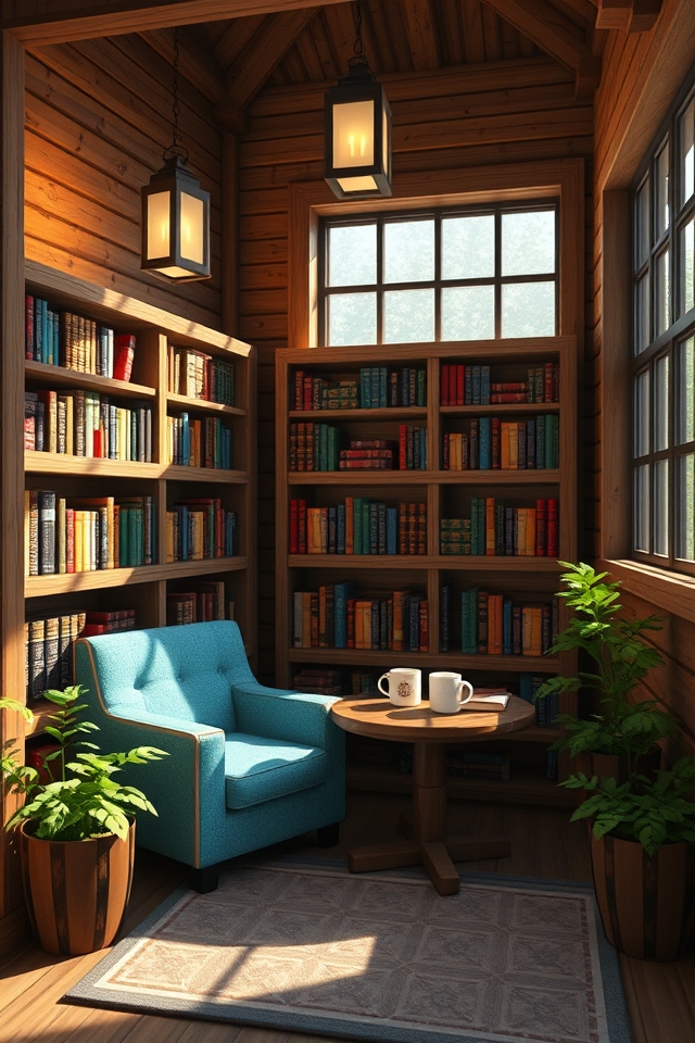 cozy library reading nook