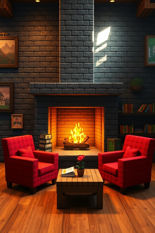 cozy minecraft fireplace designs