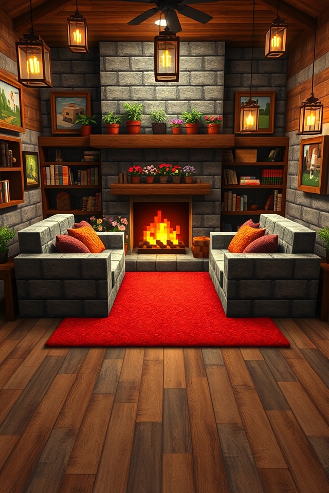 cozy minecraft living room