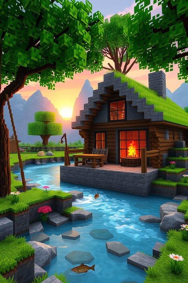 cozy mountain fishing retreat