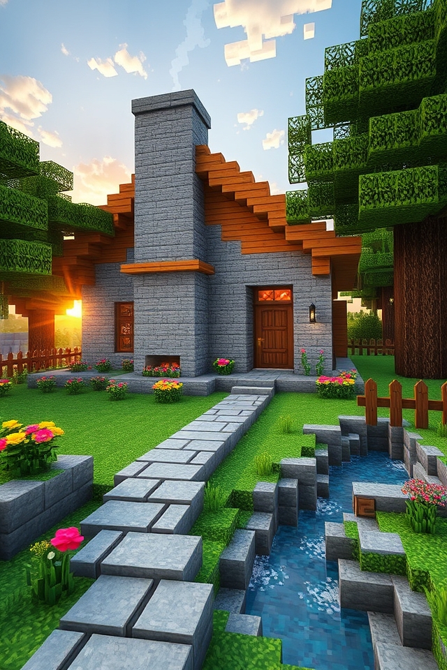 cozy oak stone residence