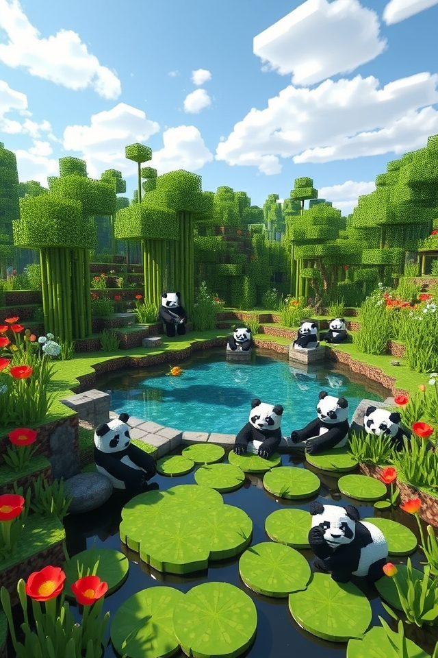 cozy pond for pandas
