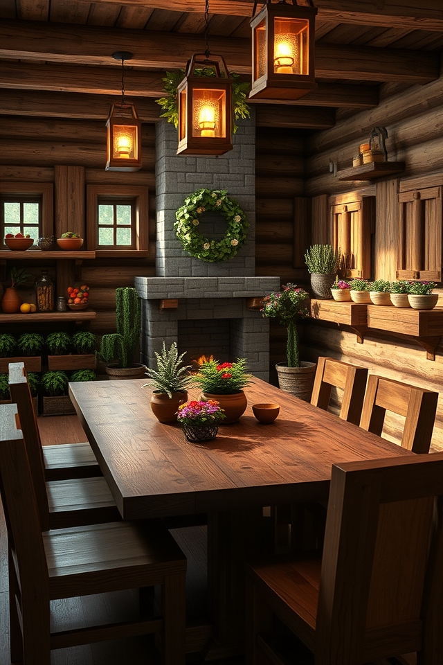 cozy rustic dining area
