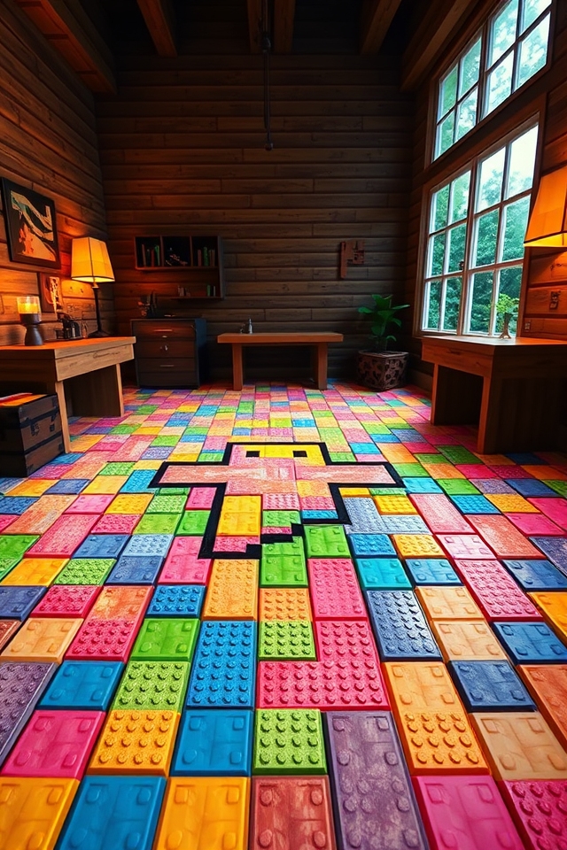 creative pixel art flooring