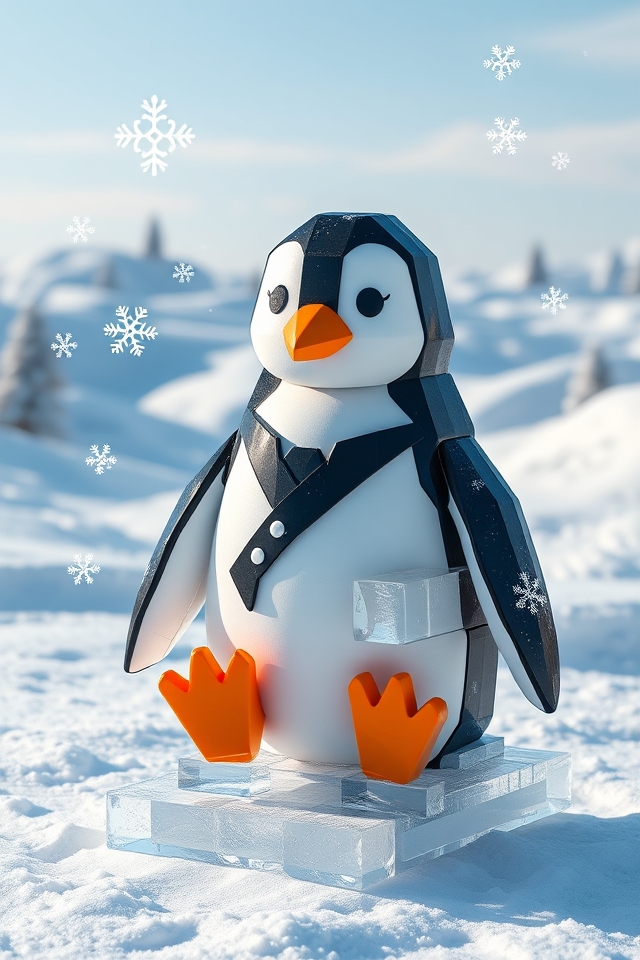 cute penguin ice sculpture