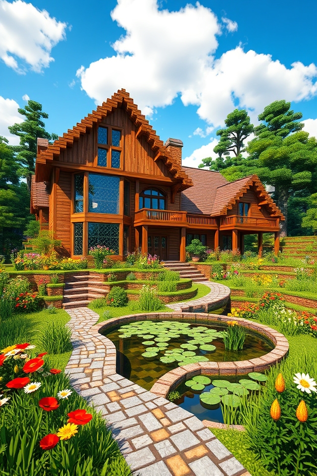 elegant oak mansion garden