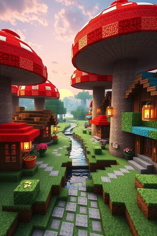 enchanted fairy tale mushroom village