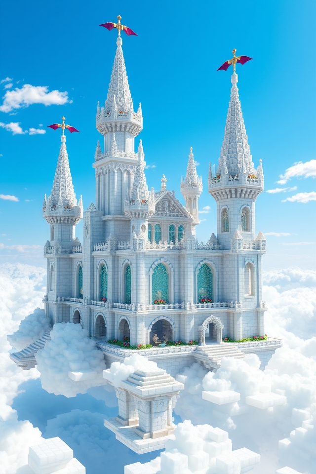 ethereal floating fantasy castle