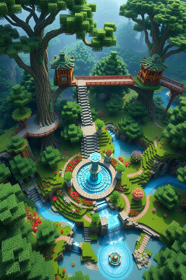 ethereal treehouses amidst greenery