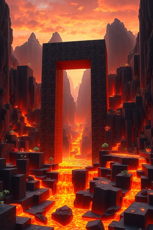 fiery nether portal design