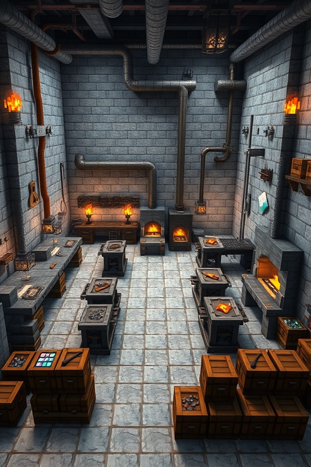 functional industrial smithing room
