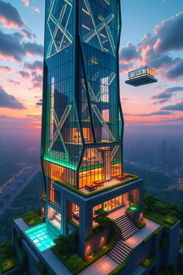 futuristic architectural minecraft masterpiece