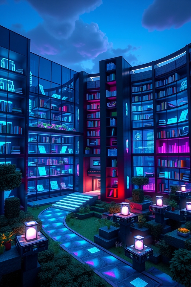 futuristic interactive tech library
