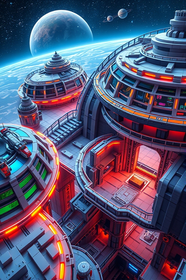 futuristic interconnected space station