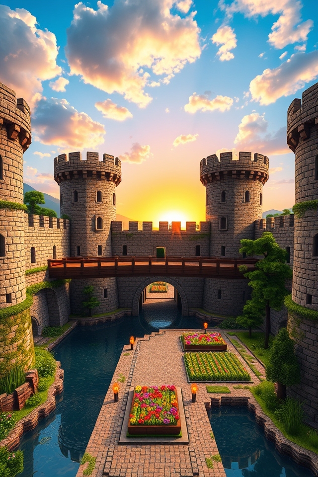 imposing fortress with drawbridge