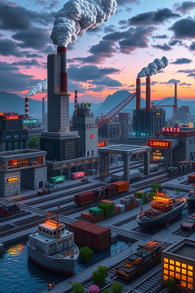 industrial minecraft cityscape creation