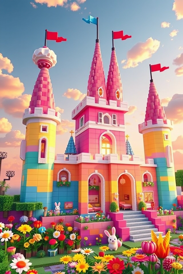 joyful pastel fantasy castle