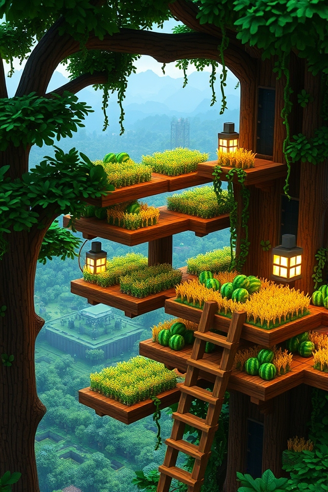 jungle farm with elevated gardens