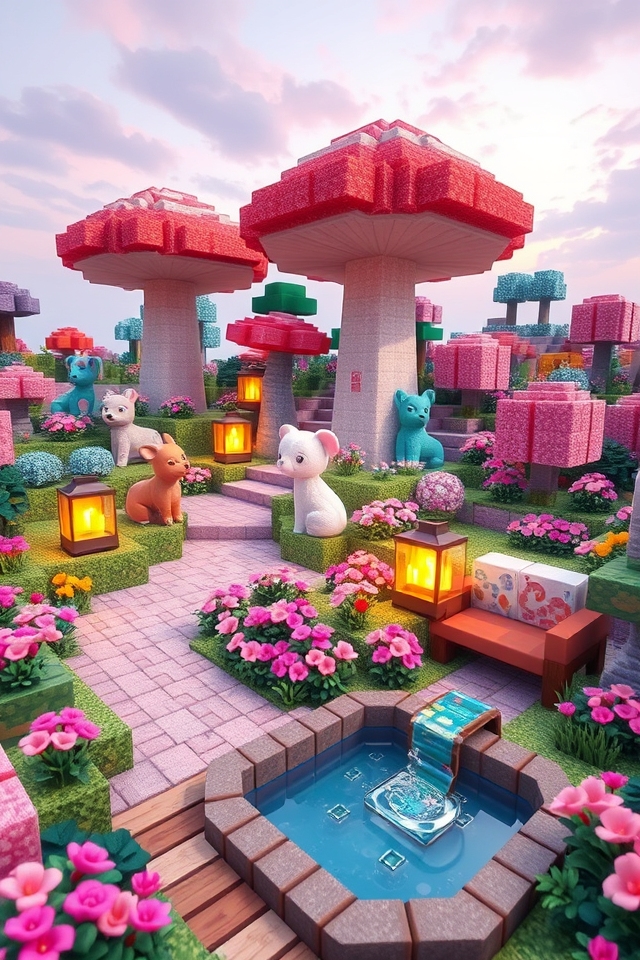 kawaii vibrant garden paradise