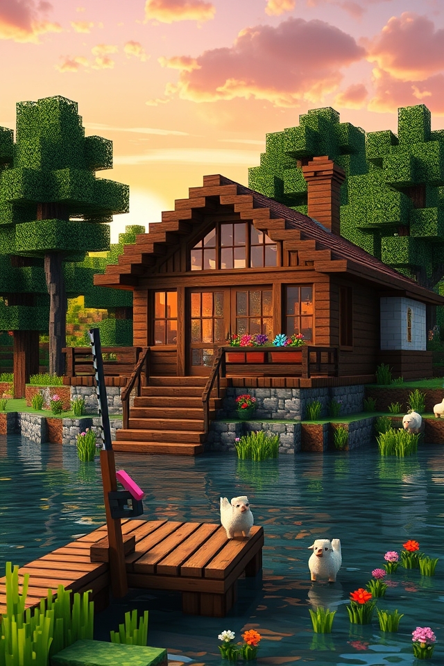 lakeside rustic retreat home