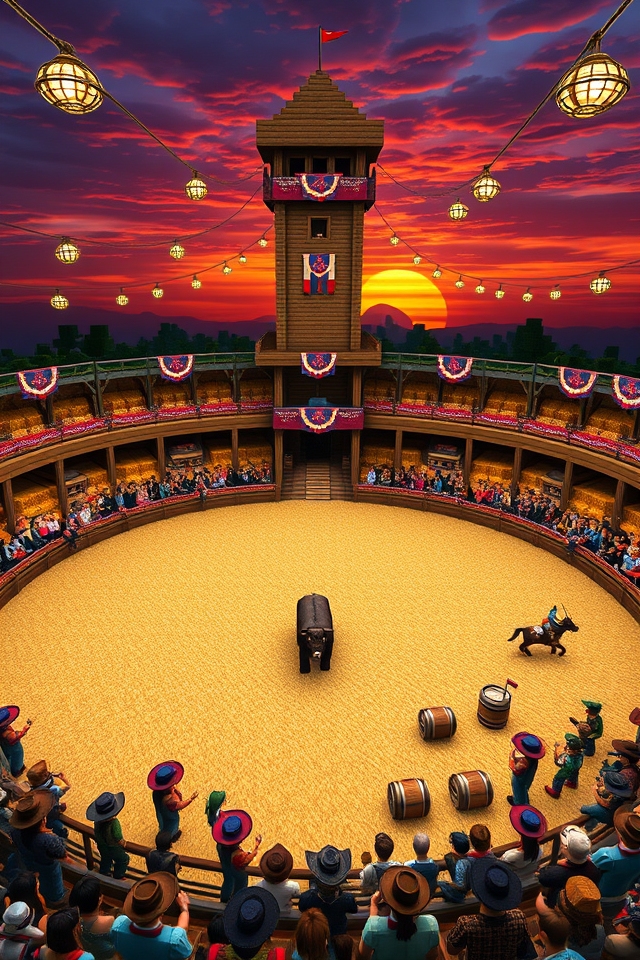 lively cowboy themed rodeo arena