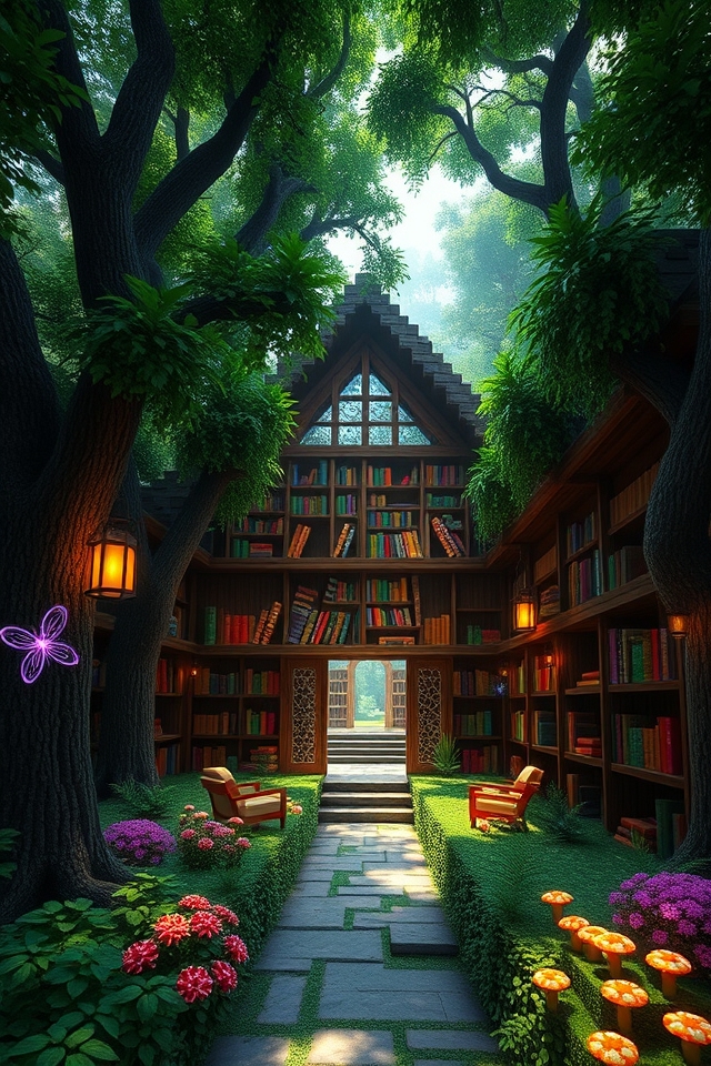 magical library with enchantments