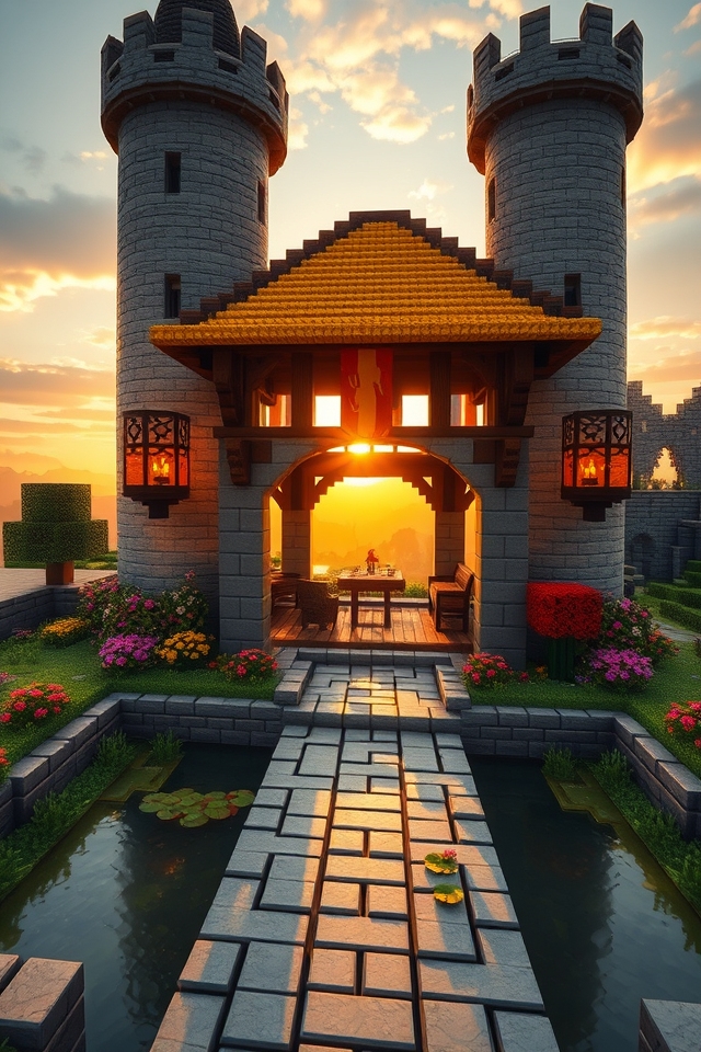 medieval gazebo with gardens