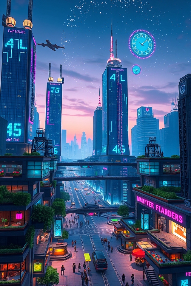 neon lit futuristic metropolis
