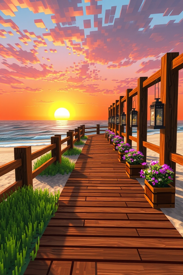 nostalgic seaside wooden paths