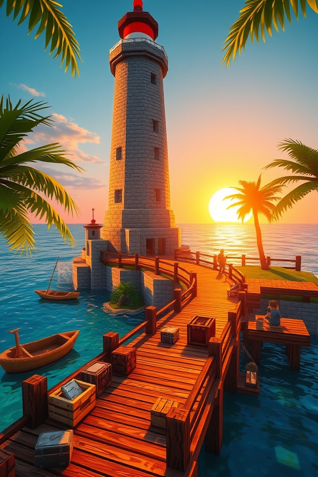 picturesque lighthouse and pier