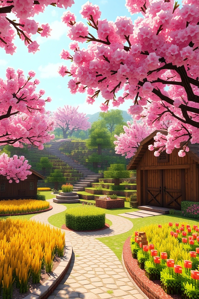 rustic cherry blossom farm