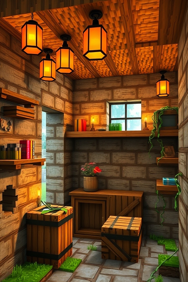rustic cozy storage nook