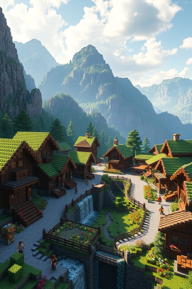 scenic village amidst mountains