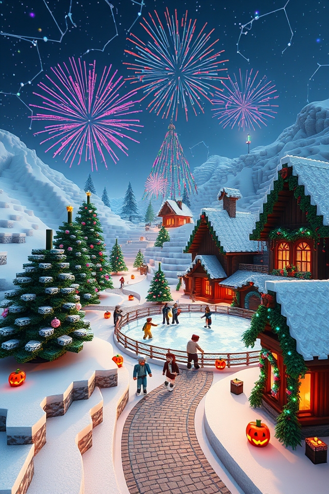 seasonal festive minecraft displays