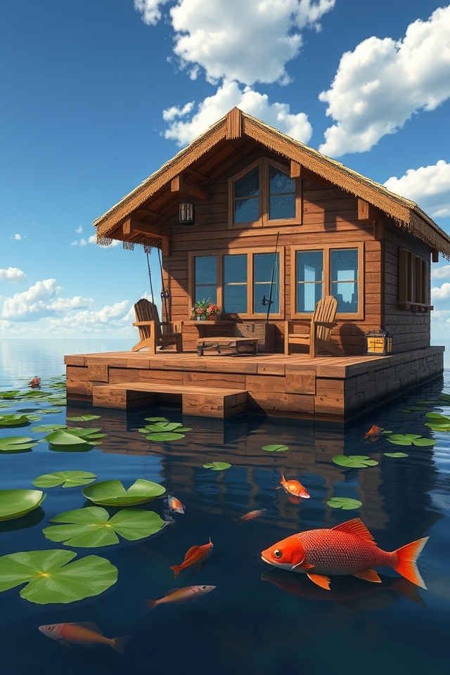 serene floating fishing retreat