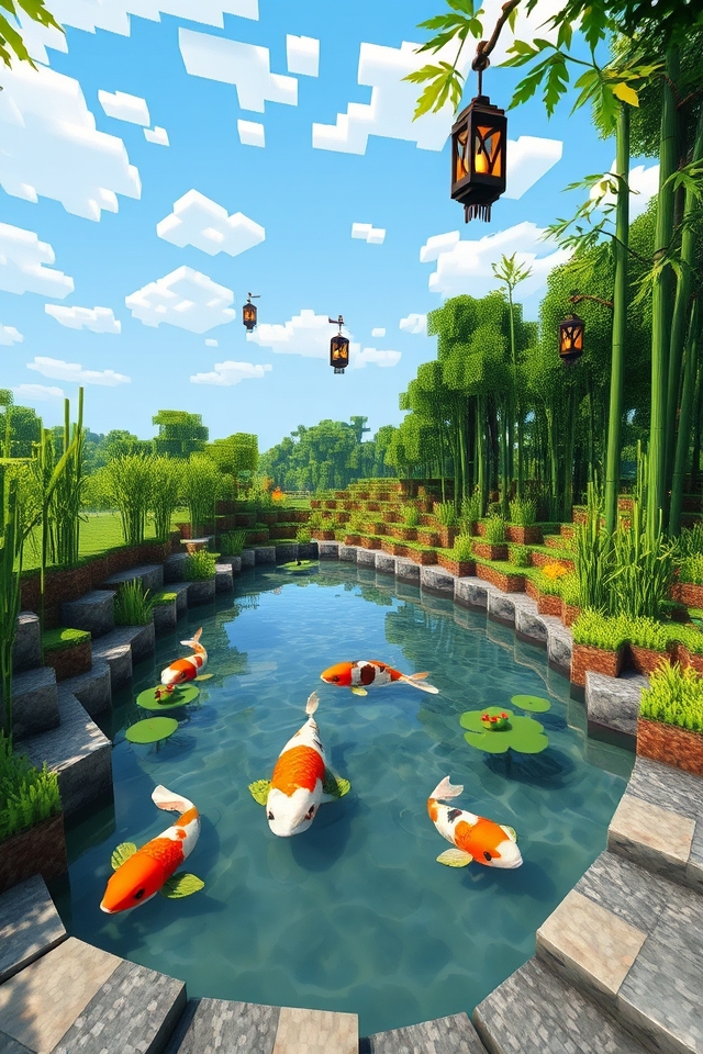 serene japanese koi pond
