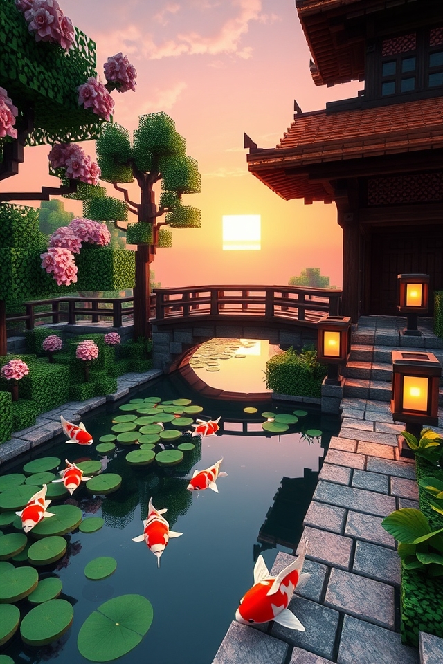 serene japanese water garden