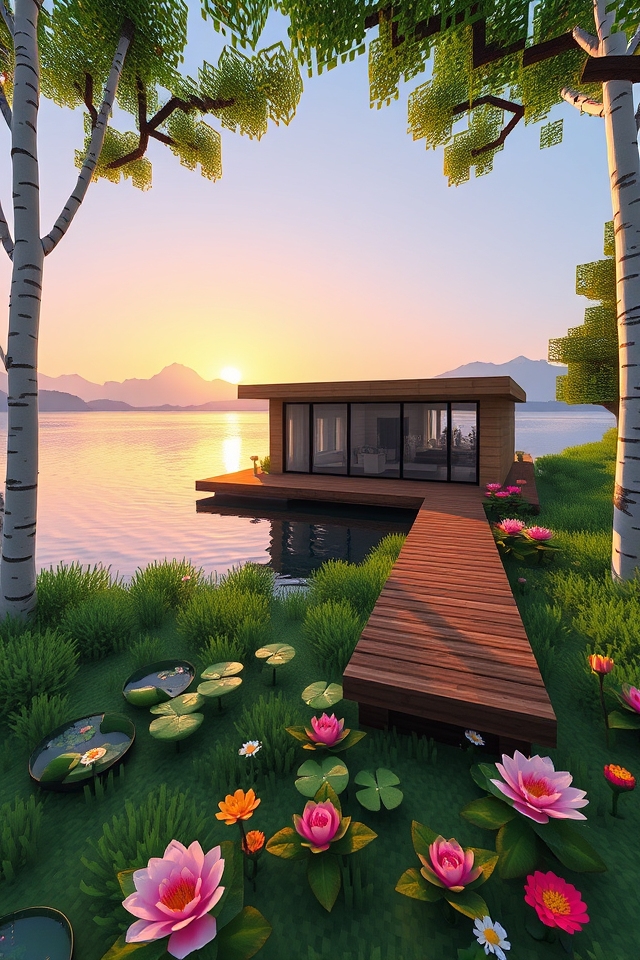 serene minimalist waterfront retreat