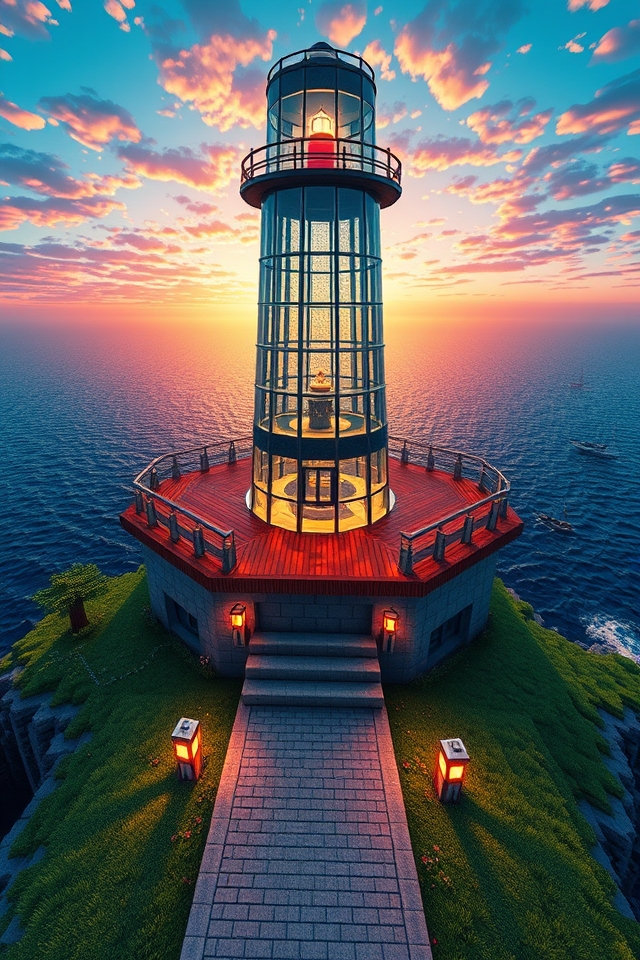 sleek glass lighthouse design