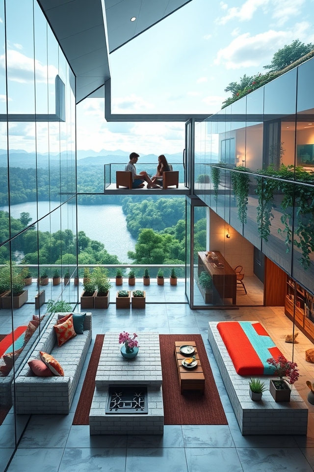 sleek minimalist glass living