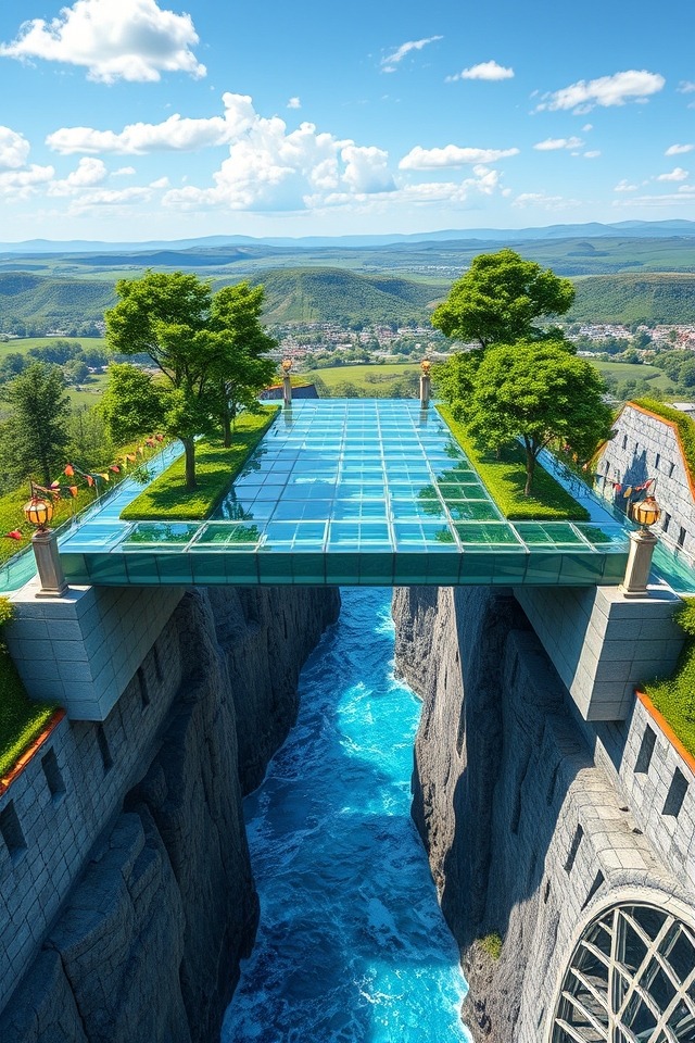 stunning modern glass bridge