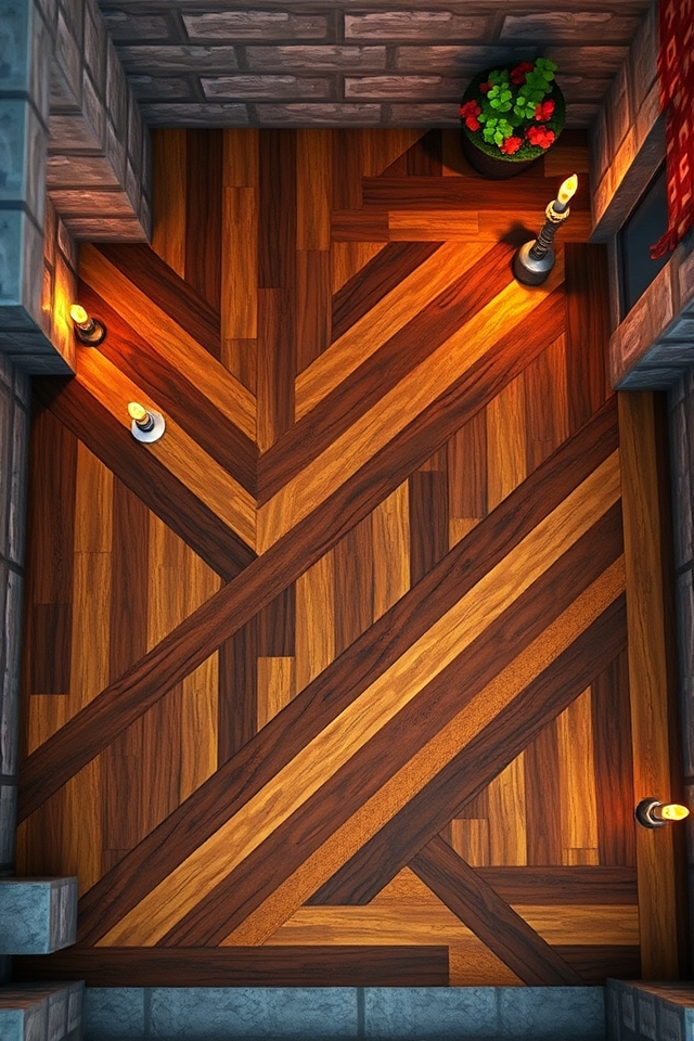stylish diagonal striped flooring