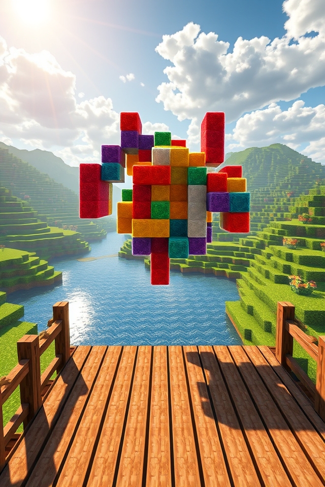 suspended blocks optical illusion
