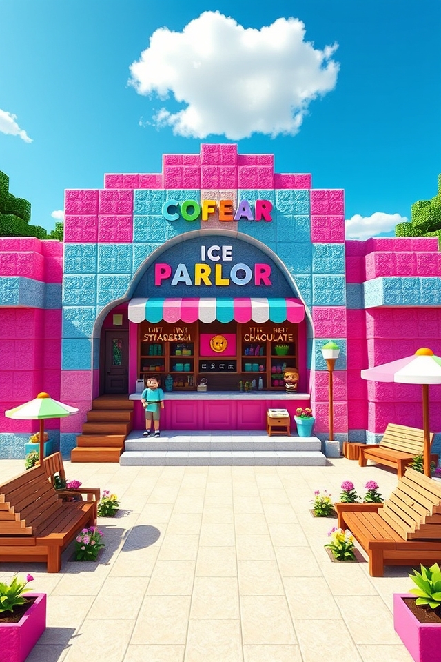 sweet colorful ice cream parlor