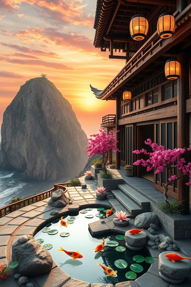 tranquil cliffside asian retreat