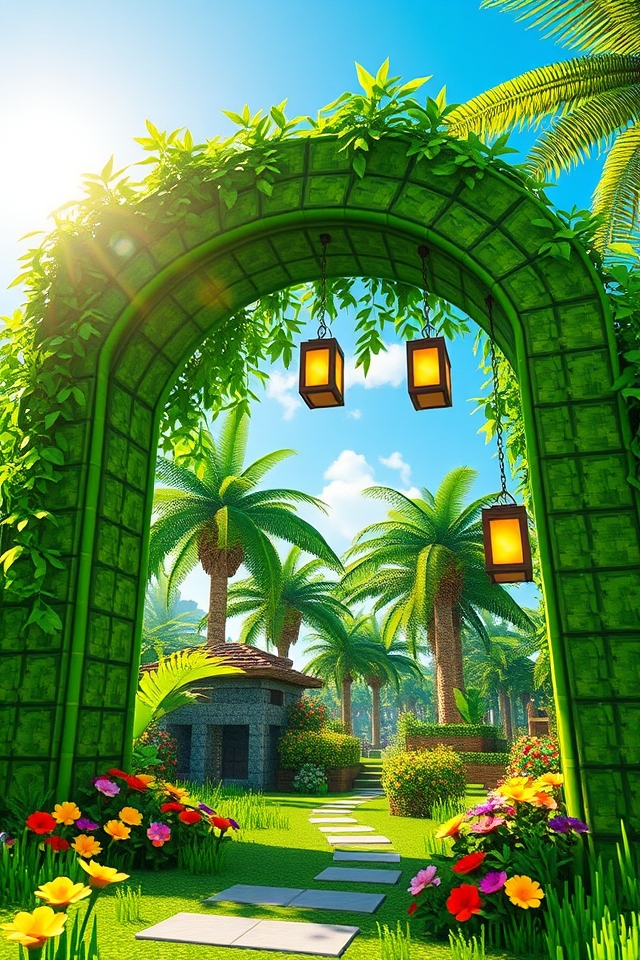 vibrant bamboo tropical entrance