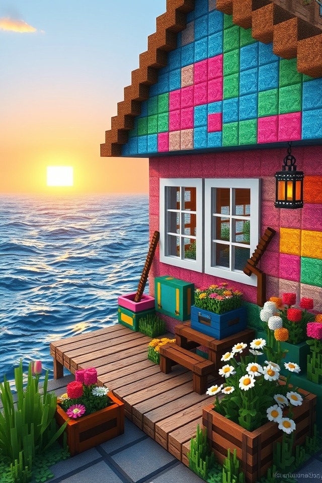 vibrant coastal fishing hut